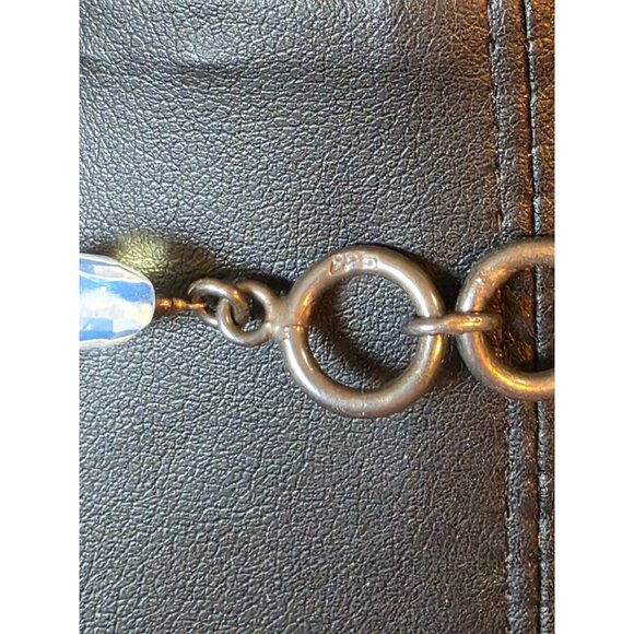 Sterling Silver Faceted Opalite Teardrop Pendant Toggle Clasp Antique - Picture 4 of 8